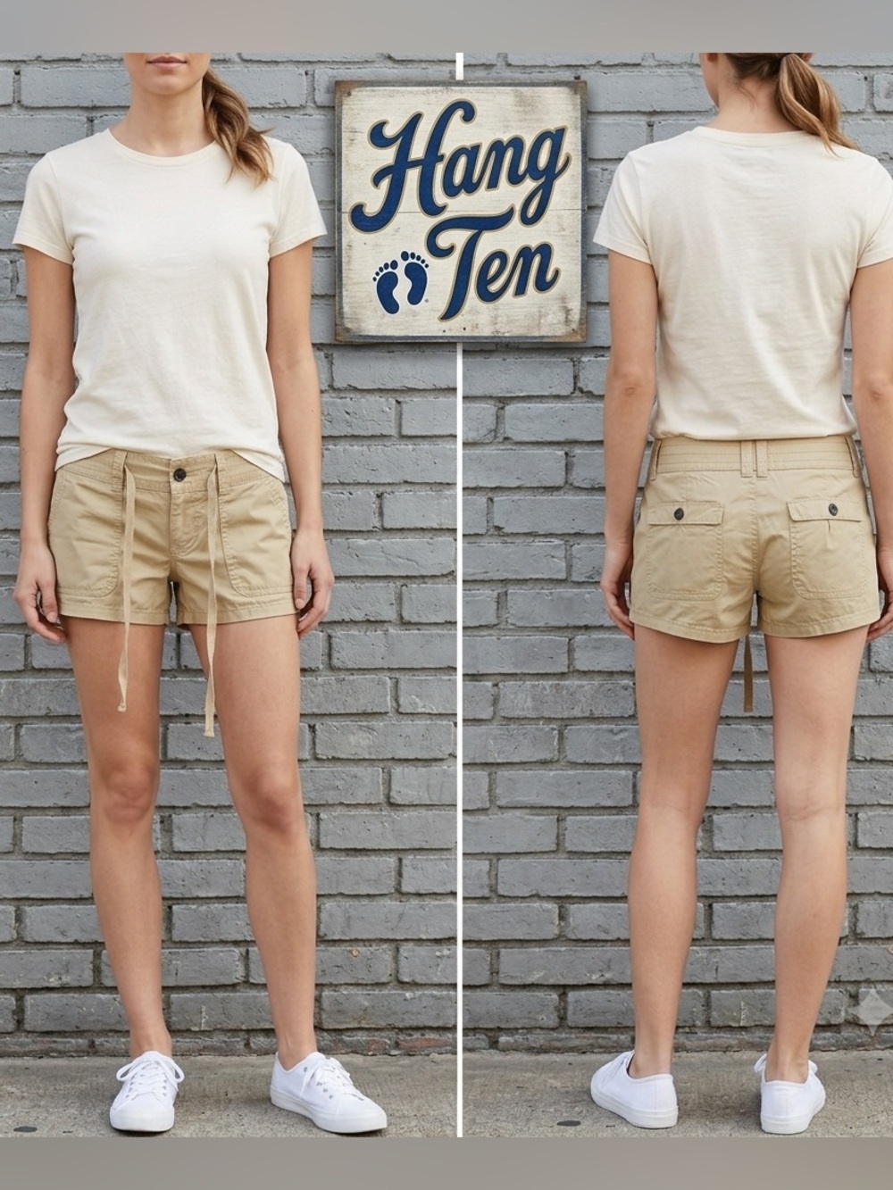 Hang Ten Khaki Drawstring 2” Shorts NWT 0